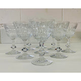Vintage 1960s Mitred Cut Crystal Glass Coupes, Set of 9