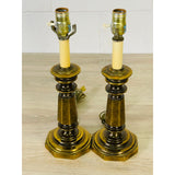 Vintage 1960s Small Brass Table Lamps, Pair