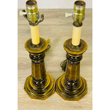 Vintage 1960s Small Brass Table Lamps, Pair