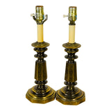 Vintage 1960s Small Brass Table Lamps, Pair