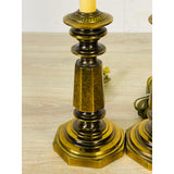 Vintage 1960s Small Brass Table Lamps, Pair
