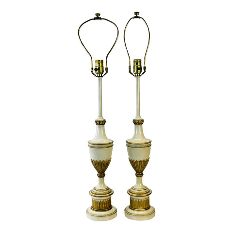 Vintage 1960s Stiffel Metal Urn Style Table Lamps, Pair