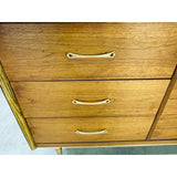 Vintage 1960s Walnut Wood 9 Drawer Low Dresser