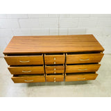 Vintage 1960s Walnut Wood 9 Drawer Low Dresser