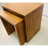 Vintage 1960s Walnut Wood Nesting Tables, Pair