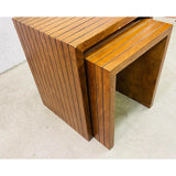 Vintage 1960s Walnut Wood Nesting Tables, Pair