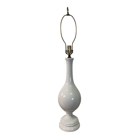 Vintage 1960s White Tall Ceramic Table Lamp