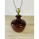 Vintage 1970s Brown Bulbous Ceramic Table Lamp