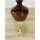 Vintage 1970s Brown Bulbous Ceramic Table Lamp