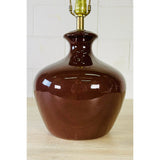 Vintage 1970s Brown Bulbous Ceramic Table Lamp