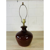 Vintage 1970s Brown Bulbous Ceramic Table Lamp