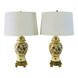 Vintage 1970s Ceramic Urn Style Table Lamps by Nathan Lagin, Pair
