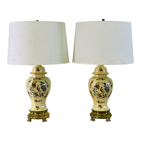 Vintage 1970s Ceramic Urn Style Table Lamps by Nathan Lagin, Pair