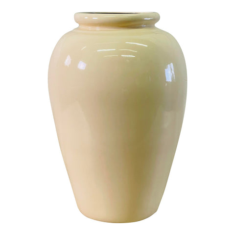 Vintage 1970s Cream & Black Ceramic Floor Vase