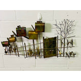 Vintage 1970s Curtis Jere’ Style Burnt Metal Wall Sculpture