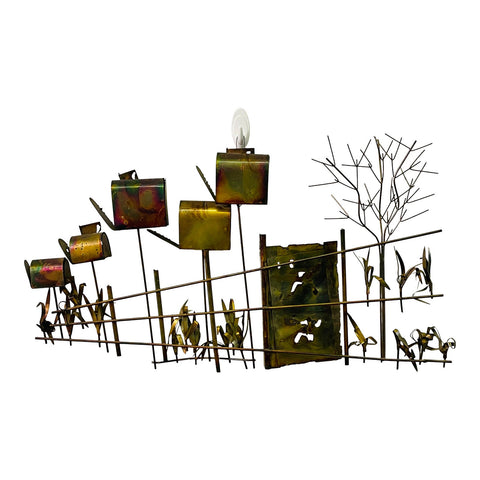 Vintage 1970s Curtis Jere’ Style Burnt Metal Wall Sculpture