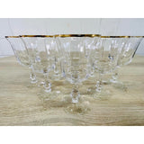 Vintage 1970s Gold Rim Glass Water Stems, Set of 8