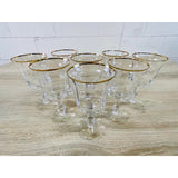 Vintage 1970s Gold Rim Glass Water Stems, Set of 8