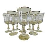 Vintage 1970s Gold Rim Glass Water Stems, Set of 8