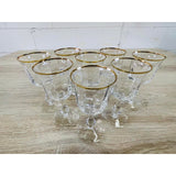 Vintage 1970s Gold Rim Glass Wine Stems, Set of 8