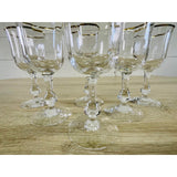 Vintage 1970s Gold Rim Glass Wine Stems, Set of 8