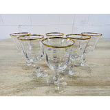 Vintage 1970s Gold Rim Wine Stems, Set of 6