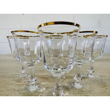 Vintage 1970s Gold Rim Wine Stems, Set of 6