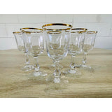 Vintage 1970s Gold Rim Wine Stems, Set of 6