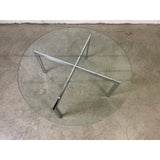 Vintage 1970s Italian Round Glass & Chrome Coffee Table