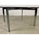 Vintage 1970s Italian Round Glass & Chrome Coffee Table