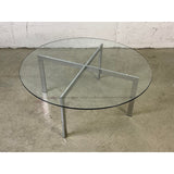 Vintage 1970s Italian Round Glass & Chrome Coffee Table