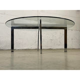 Vintage 1970s Italian Round Glass & Chrome Coffee Table