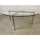 Vintage 1970s Italian Round Glass & Chrome Coffee Table