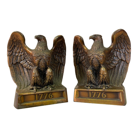 Vintage 1970s Metal Eagle Bookends, Pair