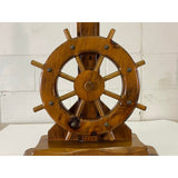 Vintage 1970s Nautical Ships Wheel Wood Table Lamp