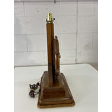 Vintage 1970s Nautical Ships Wheel Wood Table Lamp