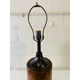 Vintage 1970s Pine & Rattan Table Lamp