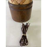 Vintage 1970s Pine & Rattan Table Lamp