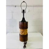 Vintage 1970s Pine & Rattan Table Lamp