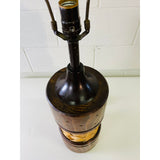 Vintage 1970s Pine & Rattan Table Lamp