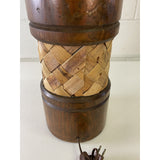 Vintage 1970s Pine & Rattan Table Lamp