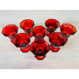 Vintage 1970s Red 8-Sided Glass Coupes, Set of 8