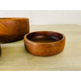 Vintage 1970s Round Teak Salad Bowl Set, 4 Pieces