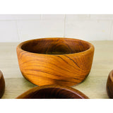 Vintage 1970s Round Teak Salad Bowl Set, 4 Pieces