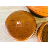 Vintage 1970s Round Teak Salad Bowl Set, 4 Pieces