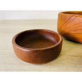 Vintage 1970s Round Teak Salad Bowl Set, 4 Pieces