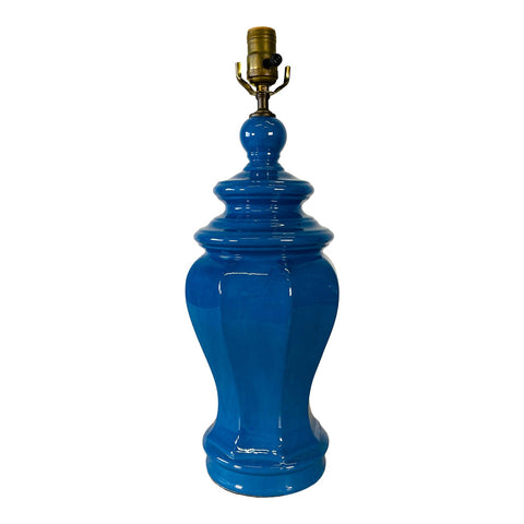 Vintage 1970s Small Ceramic Blue Table Lamp