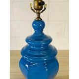 Vintage 1970s Small Ceramic Blue Table Lamp