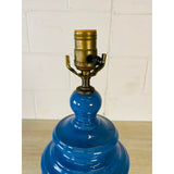 Vintage 1970s Small Ceramic Blue Table Lamp