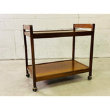 Vintage 1970s Wood Rolling Serving Cart
